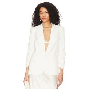 Generation Love Nadia Pearl Blazer Jacket Ruched Sleeves Slim Fit‎ White XS NEW